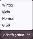 Optionen bei der Schriftgröße