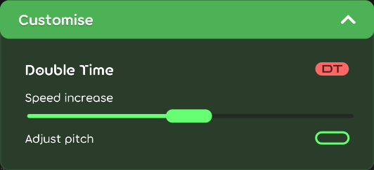 Double Time customisation options in the game client