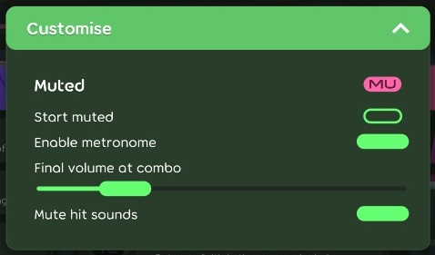 Muted customisation options in the game client