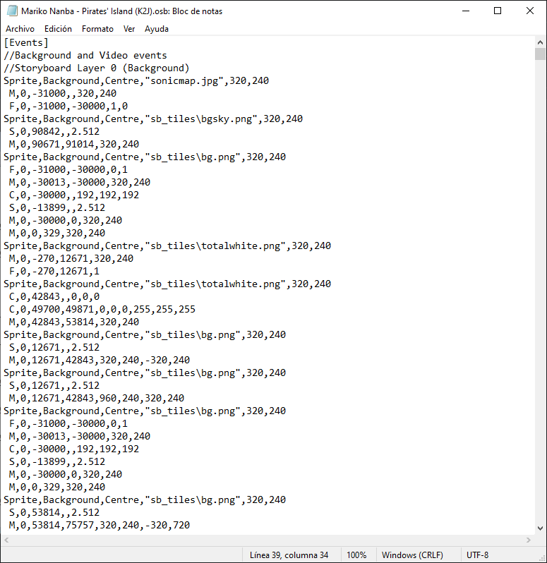 Un ejemplo de las secuencias de comandos en un archivo .osb.