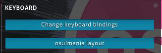 Options keyboard section