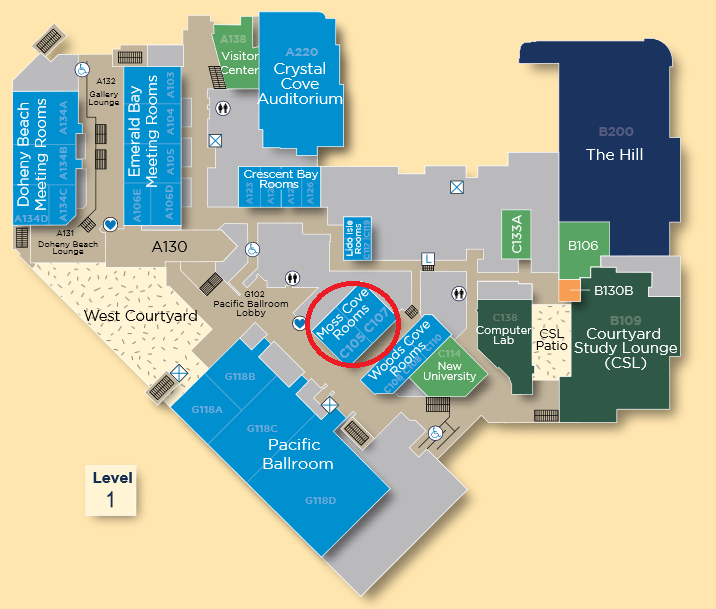 Map of the Student Center showing Moss Cove